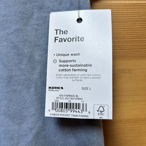 NWT SO Goods For Life Tank Top Womens Large Light Blue V-Neck Relaxed Athleisure - Picture 4 of 7